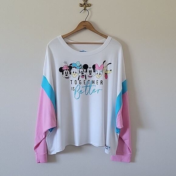 Disney Mickey & Friends Blue Pink Dolman Sleeve Sleep Shirt Size 3XL - Picture 2 of 8